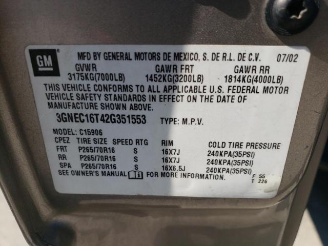 Photo 10 from auction – 2002 CHEVROLET SUBURBAN with VIN 3GNEC16T42G351553