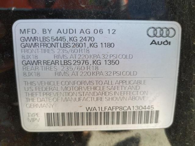 Photo 10 from auction – 2012 AUDI Q5 PREMIUM with VIN WA1LFAFP8CA130445