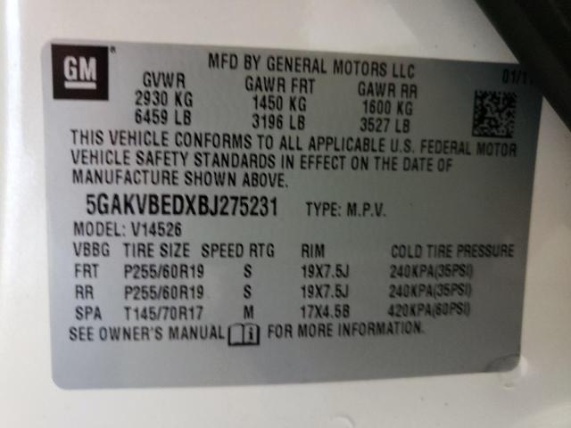 Photo 10 from auction – 2011 BUICK ENCLAVE CX with VIN 5GAKVBEDXBJ275231