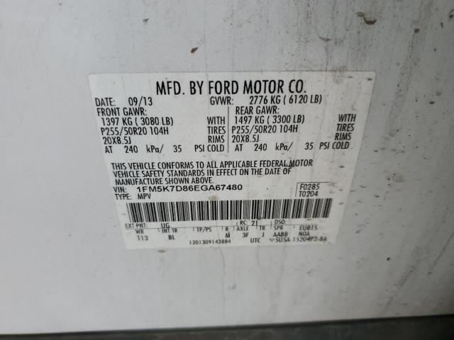 Фото 10 с аукциона – 2014 FORD EXPLORER X с VIN 1FM5K7D86EGA67480