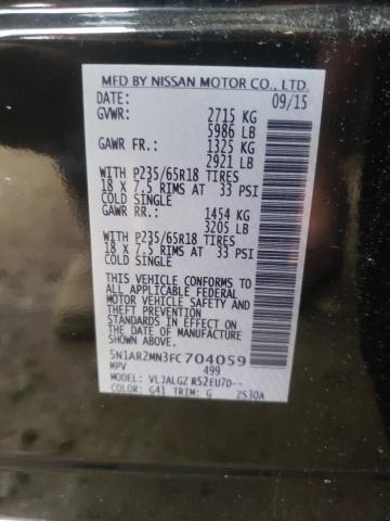 Photo 10 from auction – 2015 NISSAN PATHFINDER with VIN 5N1AR2MN3FC704059