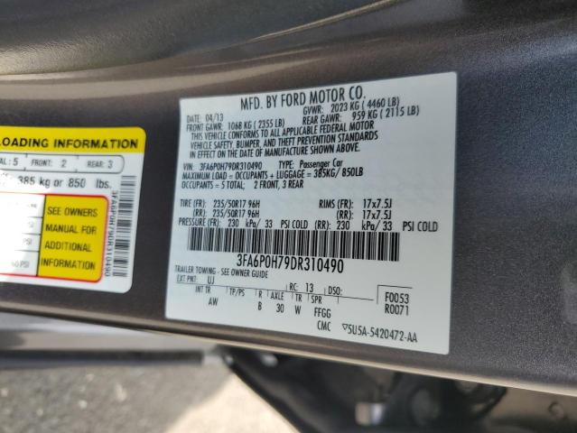 Photo 10 from auction – 2013 FORD FUSION SE with VIN 3FA6P0H79DR310490