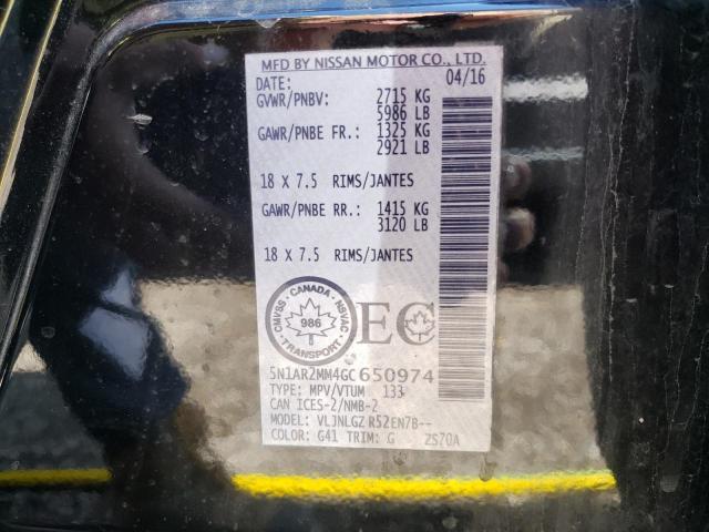 Photo 10 from auction – 2016 NISSAN PATHFINDER with VIN 5N1AR2MM4GC650974