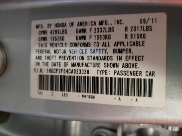 Photo 10 from auction – 2012 HONDA ACCORD SE with VIN 1HGCP2F64CA023328