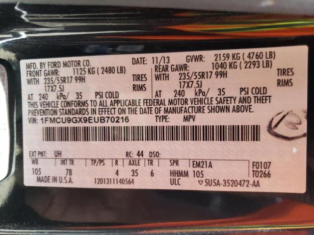 Photo 10 from auction – 2014 FORD ESCAPE SE with VIN 1FMCU9GX9EUB70216