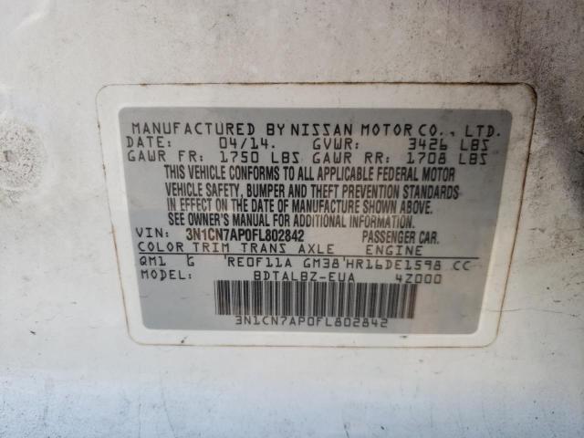 Photo 10 from auction – 2015 NISSAN VERSA S with VIN 3N1CN7AP0FL802842