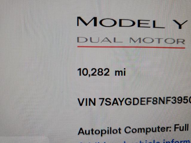 Photo 8 from auction – 2022 TESLA MODEL Y with VIN 7SAYGDEF8NF395088