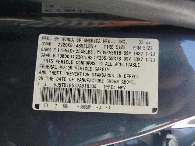 Photo 10 from auction – 2007 ACURA RDX TECHNO with VIN 5J8TB18537A018334