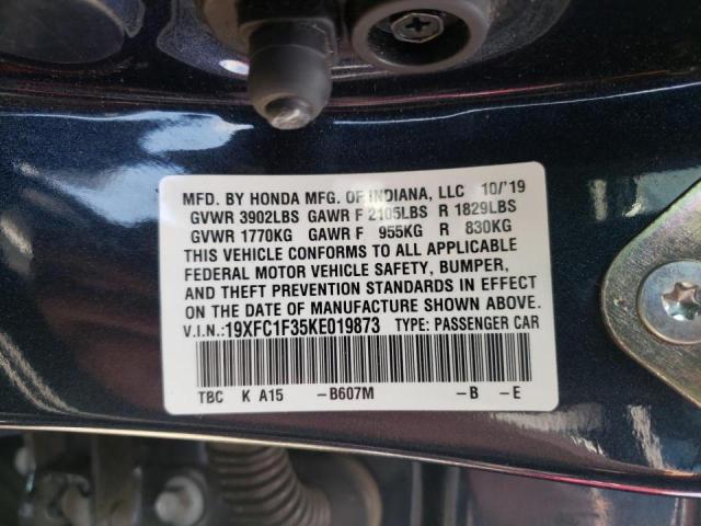 Photo 10 from auction – 2019 HONDA CIVIC EX with VIN 19XFC1F35KE019873