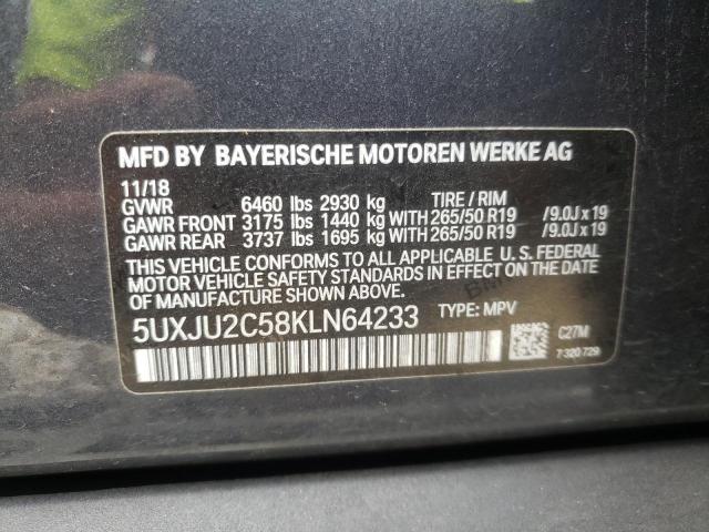 Photo 10 from auction – 2019 BMW X5 XDRIVE4 with VIN 5UXJU2C58KLN64233