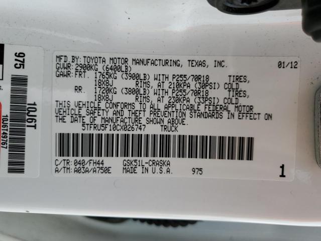 Photo 10 from auction – 2012 TOYOTA TUNDRA DOU with VIN 5TFRU5F10CX026747