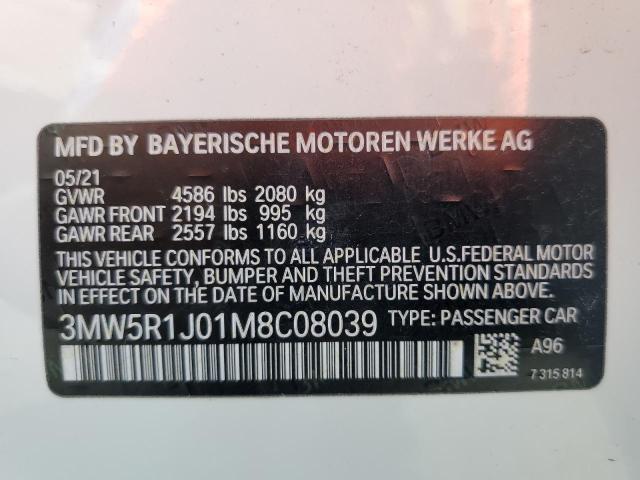 Photo 10 from auction – 2021 BMW 330I with VIN 3MW5R1J01M8C08039