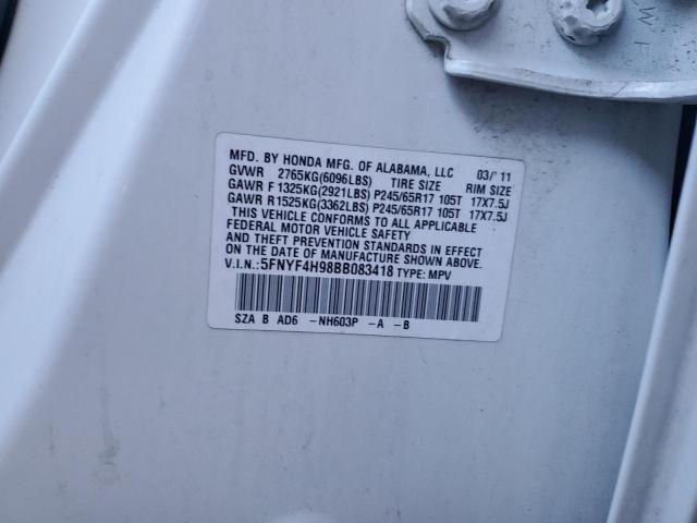 Photo 10 from auction – 2011 HONDA PILOT TOUR with VIN 5FNYF4H98BB083418