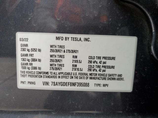 Photo 10 from auction – 2022 TESLA MODEL Y with VIN 7SAYGDEF8NF395088