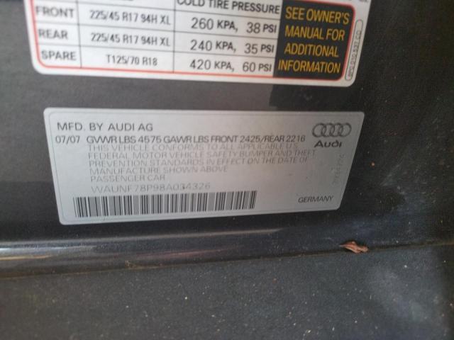Photo 10 from auction – 2008 AUDI A3 with VIN WAUNF78P98A034326
