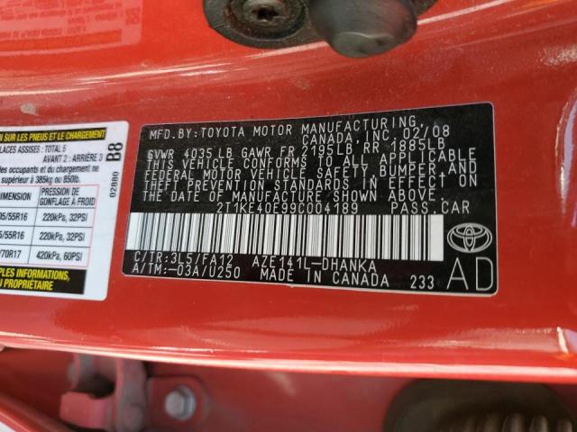 Photo 10 from auction – 2009 TOYOTA COROLLA MA with VIN 2T1KE40E99C004189