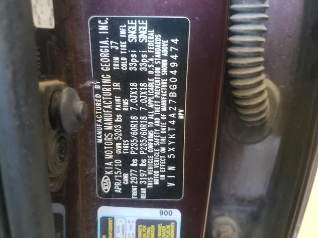 Photo 10 from auction – 2011 KIA SORENTO BA with VIN 5XYKT4A27BG049474