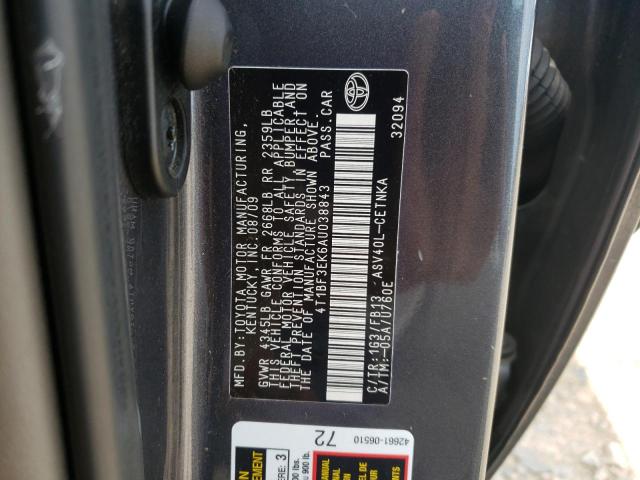 Photo 10 from auction – 2010 TOYOTA CAMRY BASE with VIN 4T1BF3EK6AU038843