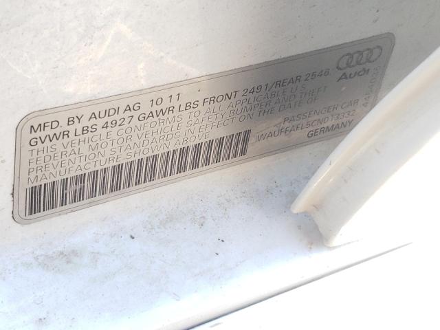Photo 10 from auction – 2012 AUDI A4 PREMIUM with VIN WAUFFAFL5CN013332