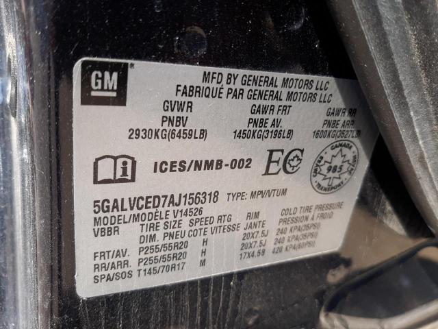 Photo 10 from auction – 2010 BUICK ENCLAVE CX with VIN 5GALVCED7AJ156318