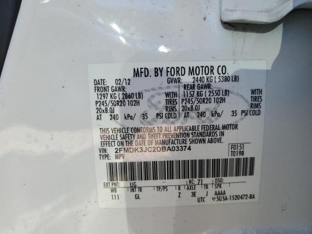 Photo 10 from auction – 2013 FORD EDGE SEL with VIN 2FMDK3JC2DBA03374