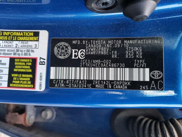 Photo 10 from auction – 2010 TOYOTA COROLLA MA with VIN 2T1KU4EE9AC486730