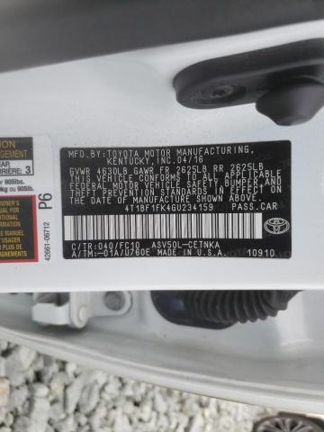 Photo 10 from auction – 2016 TOYOTA CAMRY LE with VIN 4T1BF1FK4GU234159