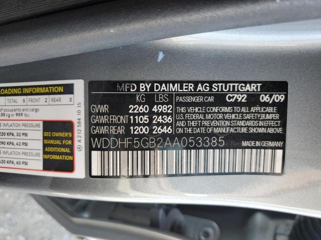 Photo 10 from auction – 2010 MERCEDES-BENZ E 350 with VIN WDDHF5GB2AA053385