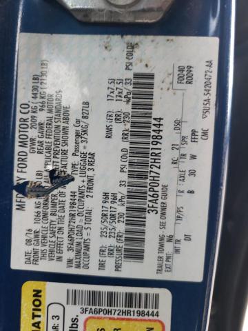 Photo 10 from auction – 2017 FORD FUSION SE with VIN 3FA6P0H72HR198444