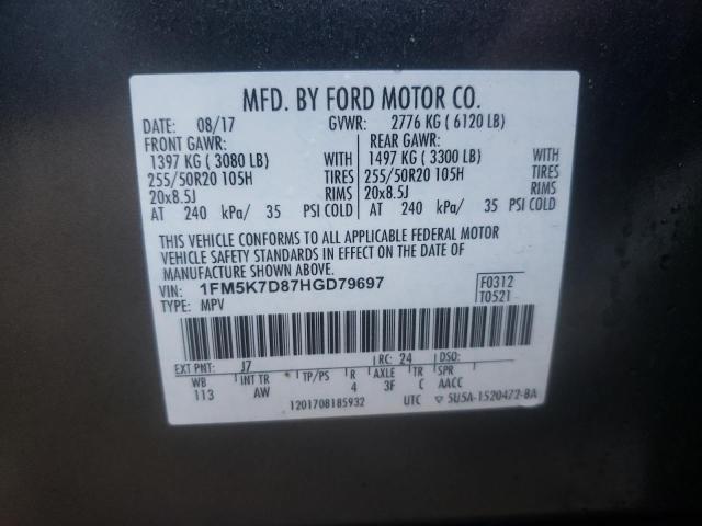 Photo 10 from auction – 2017 FORD EXPLORER X with VIN 1FM5K7D87HGD79697