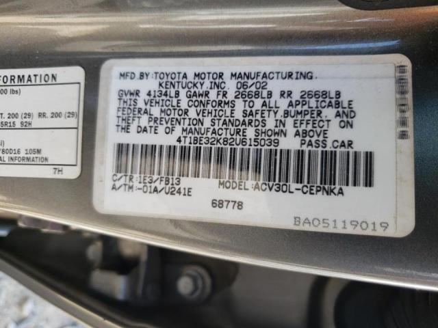 Photo 10 from auction – 2002 TOYOTA CAMRY LE with VIN 4T1BE32K82U615039