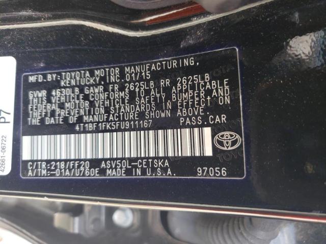 Photo 10 from auction – 2015 TOYOTA CAMRY LE with VIN 4T1BF1FK5FU911167