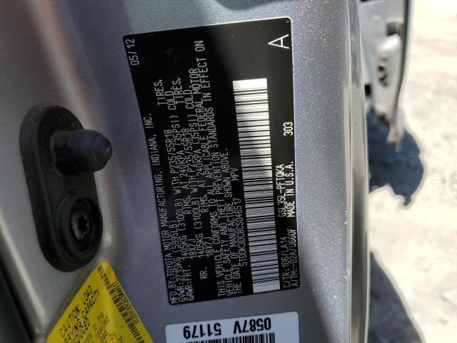 Photo 10 from auction – 2012 TOYOTA SIENNA XLE with VIN 5TDDK3DC8CS046517