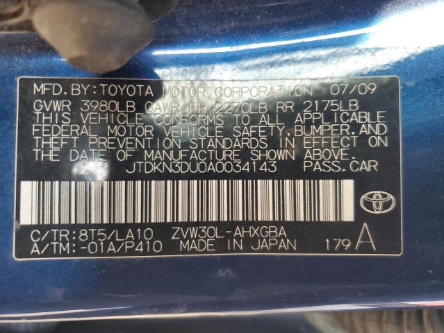 Photo 10 from auction – 2010 TOYOTA PRIUS with VIN JTDKN3DU0A0034143
