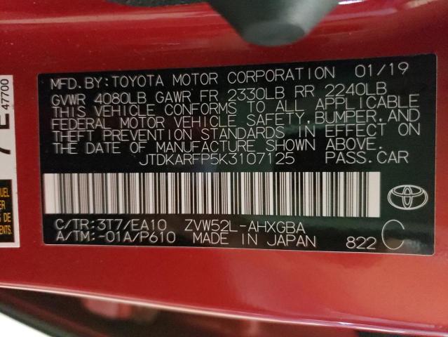 Photo 10 from auction – 2019 TOYOTA PRIUS PRIM with VIN JTDKARFP5K3107125