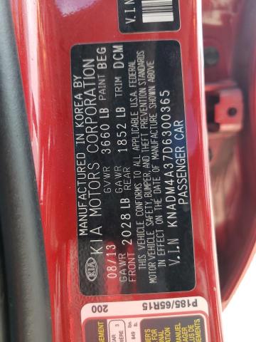 Photo 10 from auction – 2013 KIA RIO LX with VIN KNADM4A37D6300365