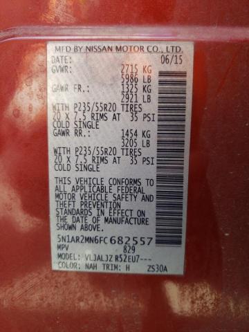 Photo 10 from auction – 2015 NISSAN PATHFINDER with VIN 5N1AR2MN6FC682557