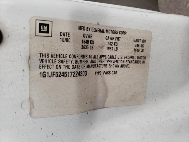 Photo 10 from auction – 2001 CHEVROLET CAVALIER L with VIN 1G1JF524517224303
