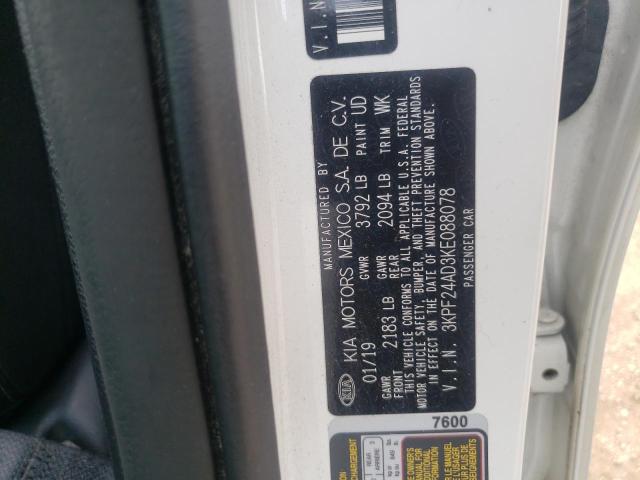 Photo 10 from auction – 2019 KIA FORTE FE with VIN 3KPF24AD3KE088078