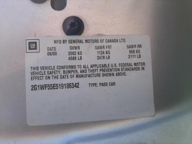 Photo 10 from auction – 2001 CHEVROLET IMPALA with VIN 2G1WF55E519106342