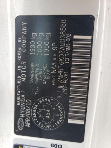 Photo 10 from auction – 2010 HYUNDAI GENESIS 2. with VIN KMHHT6KD2AU038588