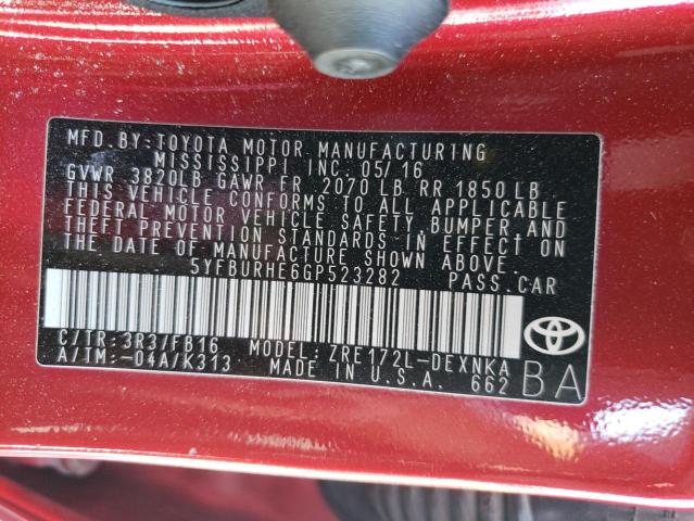 Photo 10 from auction – 2016 TOYOTA COROLLA L with VIN 5YFBURHE6GP523282
