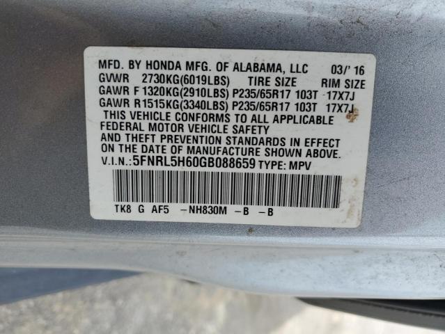 Photo 10 from auction – 2016 HONDA ODYSSEY EX with VIN 5FNRL5H60GB088659