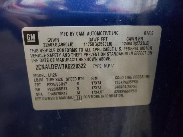 Photo 10 from auction – 2010 CHEVROLET EQUINOX LT with VIN 2CNALDEW7A6220322