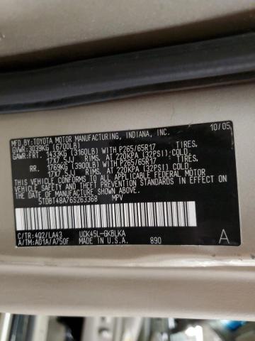 Photo 10 from auction – 2006 TOYOTA SEQUOIA LI with VIN 5TDBT48A76S263368