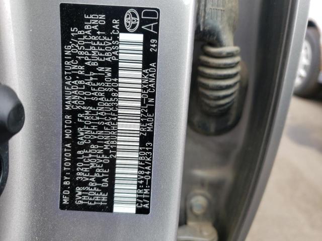 Photo 10 from auction – 2015 TOYOTA COROLLA L with VIN 2T1BURHE4FC358704