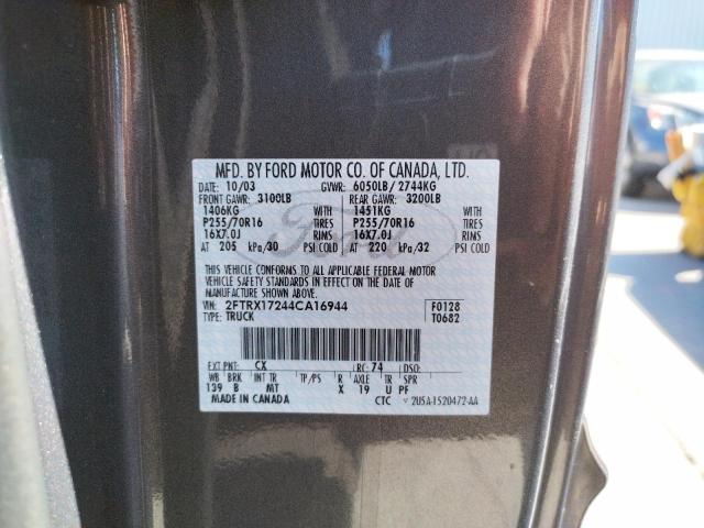 Photo 10 from auction – 2004 FORD F-150 HERI with VIN 2FTRX17244CA16944