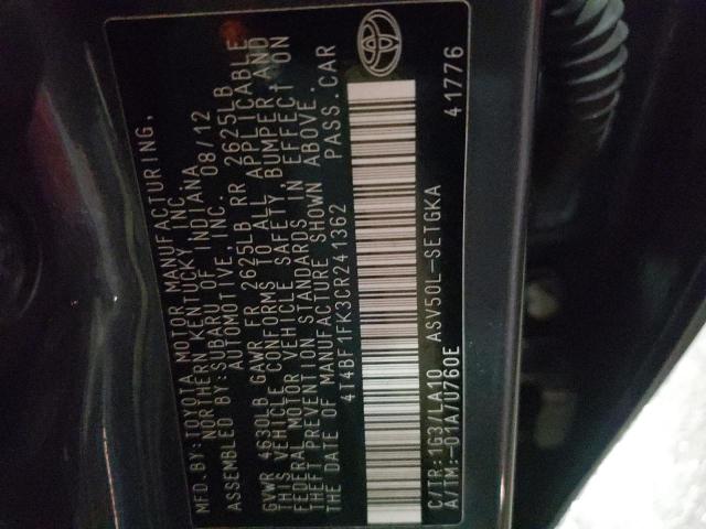 Photo 10 from auction – 2012 TOYOTA CAMRY BASE with VIN 4T4BF1FK3CR241362