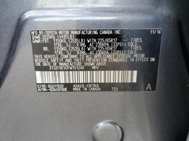 Photo 10 from auction – 2015 TOYOTA RAV4 with VIN 2T3ZFREV2FW151246