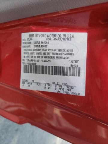 Photo 10 from auction – 2001 FORD MUSTANG with VIN 1FAFP44451F142603